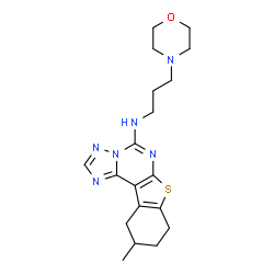 ChemSpider 2D Image | 10-Methyl-N-[3-(4-morpholinyl)propyl]-8,9,10,11-tetrahydro[1]benzothieno[3,2-e][1,2,4]triazolo[1,5-c]pyrimidin-5-amine | C19H26N6OS