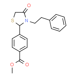 ChemSpider 2D Image | Methyl 4-[4-oxo-3-(2-phenylethyl)-1,3-thiazolidin-2-yl]benzoate | C19H19NO3S