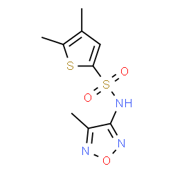 ChemSpider 2D Image | 4,5-Dimethyl-N-(4-methyl-1,2,5-oxadiazol-3-yl)-2-thiophenesulfonamide | C9H11N3O3S2