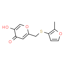 ChemSpider 2D Image | 5-Hydroxy-2-{[(2-methyl-3-furyl)sulfanyl]methyl}-4H-pyran-4-one | C11H10O4S