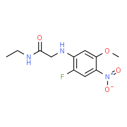 ChemSpider 2D Image | N-Ethyl-N~2~-(2-fluoro-5-methoxy-4-nitrophenyl)glycinamide | C11H14FN3O4