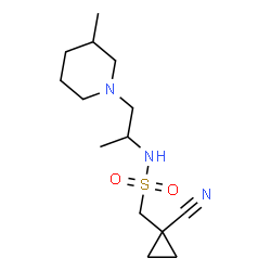 ChemSpider 2D Image | 1-(1-Cyanocyclopropyl)-N-[1-(3-methyl-1-piperidinyl)-2-propanyl]methanesulfonamide | C14H25N3O2S