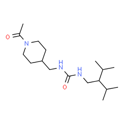 ChemSpider 2D Image | 1-[(1-Acetyl-4-piperidinyl)methyl]-3-(2-isopropyl-3-methylbutyl)urea | C17H33N3O2
