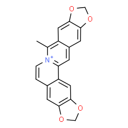 ChemSpider 2D Image | 8-Methyl[1,3]dioxolo[4,5-g][1,3]dioxolo[6,7]isoquinolino[3,2-a]isoquinolin-7-ium | C20H14NO4
