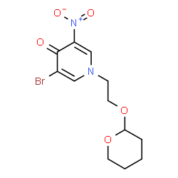 ChemSpider 2D Image | 3-Bromo-5-nitro-1-[2-(tetrahydro-2H-pyran-2-yloxy)ethyl]-4(1H)-pyridinone | C12H15BrN2O5