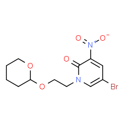 ChemSpider 2D Image | 5-Bromo-3-nitro-1-[2-(tetrahydro-2H-pyran-2-yloxy)ethyl]-2(1H)-pyridinone | C12H15BrN2O5