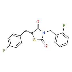 ChemSpider 2D Image | 3-(2-Fluorobenzyl)-5-(4-fluorobenzylidene)-1,3-thiazolidine-2,4-dione | C17H11F2NO2S