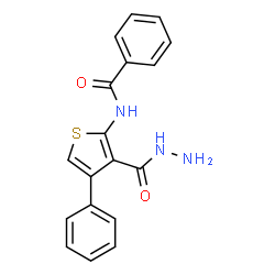 ChemSpider 2D Image | N-[3-(Hydrazinocarbonyl)-4-phenyl-2-thienyl]benzamide | C18H15N3O2S