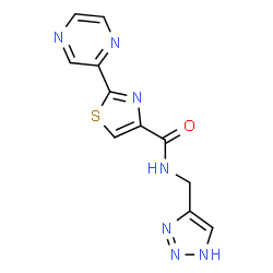 ChemSpider 2D Image | 2-(2-Pyrazinyl)-N-(1H-1,2,3-triazol-4-ylmethyl)-1,3-thiazole-4-carboxamide | C11H9N7OS