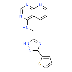 ChemSpider 2D Image | N-{[3-(2-Thienyl)-1H-1,2,4-triazol-5-yl]methyl}pyrido[2,3-d]pyrimidin-4-amine | C14H11N7S