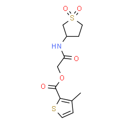 ChemSpider 2D Image | 2-[(1,1-Dioxidotetrahydro-3-thiophenyl)amino]-2-oxoethyl 3-methyl-2-thiophenecarboxylate | C12H15NO5S2