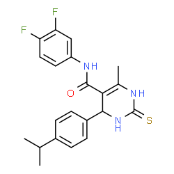 ChemSpider 2D Image | N-(3,4-Difluorophenyl)-4-(4-isopropylphenyl)-6-methyl-2-thioxo-1,2,3,4-tetrahydro-5-pyrimidinecarboxamide | C21H21F2N3OS
