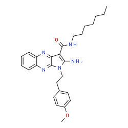 ChemSpider 2D Image | 2-Amino-N-heptyl-1-[2-(4-methoxyphenyl)ethyl]-1H-pyrrolo[2,3-b]quinoxaline-3-carboxamide | C27H33N5O2