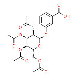 ChemSpider 2D Image | 3-[(2-Acetamido-3,4,6-tri-O-acetyl-2-deoxy-beta-D-glucopyranosyl)oxy]benzoic acid | C21H25NO11