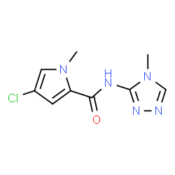 ChemSpider 2D Image | 4-Chloro-1-methyl-N-(4-methyl-4H-1,2,4-triazol-3-yl)-1H-pyrrole-2-carboxamide | C9H10ClN5O