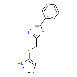 ChemSpider 2D Image | 2-Phenyl-5-[(1H-1,2,3-triazol-5-ylsulfanyl)methyl]-1,3,4-thiadiazole | C11H9N5S2
