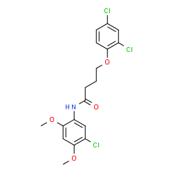 ChemSpider 2D Image | N-(5-Chloro-2,4-dimethoxyphenyl)-4-(2,4-dichlorophenoxy)butanamide | C18H18Cl3NO4