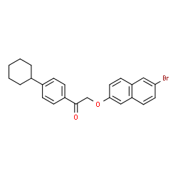 ChemSpider 2D Image | 2-[(6-Bromo-2-naphthyl)oxy]-1-(4-cyclohexylphenyl)ethanone | C24H23BrO2
