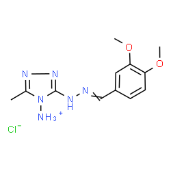ChemSpider 2D Image | 3-[2-(3,4-Dimethoxybenzylidene)hydrazino]-5-methyl-4H-1,2,4-triazol-4-aminium chloride | C12H17ClN6O2