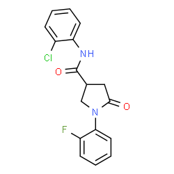 ChemSpider 2D Image | N-(2-Chlorophenyl)-1-(2-fluorophenyl)-5-oxo-3-pyrrolidinecarboxamide | C17H14ClFN2O2