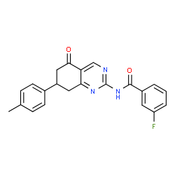ChemSpider 2D Image | 3-Fluoro-N-[7-(4-methylphenyl)-5-oxo-5,6,7,8-tetrahydro-2-quinazolinyl]benzamide | C22H18FN3O2