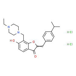 ChemSpider 2D Image | 7-[(4-Ethyl-1-piperazinyl)methyl]-6-hydroxy-2-(4-isopropylbenzylidene)-1-benzofuran-3(2H)-one dihydrochloride | C25H32Cl2N2O3
