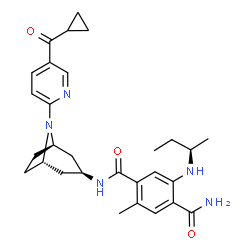 ChemSpider 2D Image | 5-[(2R)-2-Butanylamino]-N-{(3-exo)-8-[5-(cyclopropylcarbonyl)-2-pyridinyl]-8-azabicyclo[3.2.1]oct-3-yl}-2-methylterephthalamide | C29H37N5O3
