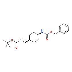 ChemSpider 2D Image | Benzyl {trans-4-[({[(2-methyl-2-propanyl)oxy]carbonyl}amino)methyl]cyclohexyl}carbamate | C20H30N2O4