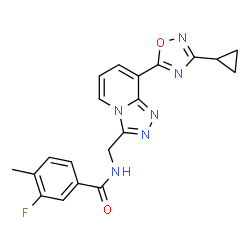 ChemSpider 2D Image | N-{[8-(3-Cyclopropyl-1,2,4-oxadiazol-5-yl)[1,2,4]triazolo[4,3-a]pyridin-3-yl]methyl}-3-fluoro-4-methylbenzamide | C20H17FN6O2