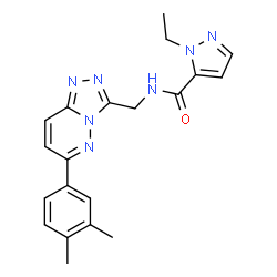 ChemSpider 2D Image | N-{[6-(3,4-Dimethylphenyl)[1,2,4]triazolo[4,3-b]pyridazin-3-yl]methyl}-1-ethyl-1H-pyrazole-5-carboxamide | C20H21N7O
