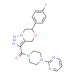 ChemSpider 2D Image | [6-(4-Fluorophenyl)-6,7-dihydro-4H-[1,2,3]triazolo[5,1-c][1,4]oxazin-3-yl][4-(2-pyrimidinyl)-1-piperazinyl]methanone | C20H20FN7O2