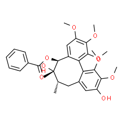 ChemSpider 2D Image | (5S,6S,7S)-6,10-Dihydroxy-1,2,3,11,12-pentamethoxy-6,7-dimethyl-5,6,7,8-tetrahydrodibenzo[a,c][8]annulen-5-yl benzoate | C30H34O9