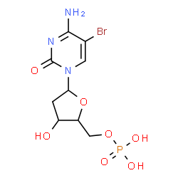 ChemSpider 2D Image | 4-Amino-5-bromo-1-(2-deoxy-5-O-phosphonopentofuranosyl)-2(1H)-pyrimidinone | C9H13BrN3O7P
