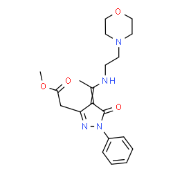 ChemSpider 2D Image | Methyl [4-(1-{[2-(4-morpholinyl)ethyl]amino}ethylidene)-5-oxo-1-phenyl-4,5-dihydro-1H-pyrazol-3-yl]acetate | C20H26N4O4
