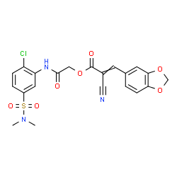 ChemSpider 2D Image | 2-{[2-Chloro-5-(dimethylsulfamoyl)phenyl]amino}-2-oxoethyl 3-(1,3-benzodioxol-5-yl)-2-cyanoacrylate | C21H18ClN3O7S