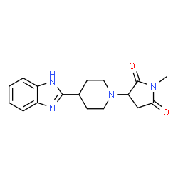 ChemSpider 2D Image | 3-[4-(1H-Benzimidazol-2-yl)-1-piperidinyl]-1-methyl-2,5-pyrrolidinedione | C17H20N4O2