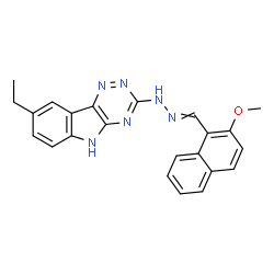 ChemSpider 2D Image | 8-Ethyl-3-{2-[(2-methoxy-1-naphthyl)methylene]hydrazino}-5H-[1,2,4]triazino[5,6-b]indole | C23H20N6O