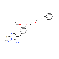 ChemSpider 2D Image | 6-(3-Ethoxy-4-{2-[2-(4-methylphenoxy)ethoxy]ethoxy}benzylidene)-2-ethyl-5-imino-5,6-dihydro-7H-[1,3,4]thiadiazolo[3,2-a]pyrimidin-7-one | C27H30N4O5S