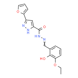ChemSpider 2D Image | N'-(3-Ethoxy-2-hydroxybenzylidene)-3-(2-furyl)-1H-pyrazole-5-carbohydrazide | C17H16N4O4