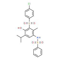 ChemSpider 2D Image | N-{3-[(4-Chlorophenyl)sulfonyl]-4-hydroxy-5-isopropyl-2-methylphenyl}benzenesulfonamide | C22H22ClNO5S2