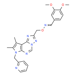 ChemSpider 2D Image | 1-(3,4-Dimethoxyphenyl)-N-{[8,9-dimethyl-7-(2-pyridinylmethyl)-7H-pyrrolo[3,2-e][1,2,4]triazolo[1,5-c]pyrimidin-2-yl]methoxy}methanimine | C25H25N7O3