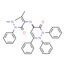 ChemSpider 2D Image | 4-[(1,5-Dimethyl-3-oxo-2-phenyl-2,3-dihydro-1H-pyrazol-4-yl)imino]-1,2,6-triphenyl-1,4-dihydro-3(2H)-pyridazinone | C33H27N5O2