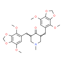 ChemSpider 2D Image | 3,5-Bis[(4,7-dimethoxy-1,3-benzodioxol-5-yl)methylene]-1-methyl-4-piperidinone | C26H27NO9