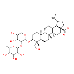 ChemSpider 2D Image | (3beta)-3-{[2-O-(6-Deoxyhexopyranosyl)pentopyranosyl]oxy}-23-hydroxylup-20(29)-en-28-oic acid | C41H66O12