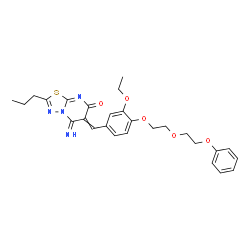 ChemSpider 2D Image | 6-{3-Ethoxy-4-[2-(2-phenoxyethoxy)ethoxy]benzylidene}-5-imino-2-propyl-5,6-dihydro-7H-[1,3,4]thiadiazolo[3,2-a]pyrimidin-7-one | C27H30N4O5S