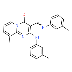 ChemSpider 2D Image | 9-methyl-2-[(3-methylphenyl)amino]-3-{[(3-methylphenyl)imino]methyl}-4H-pyrido[1,2-a]pyrimidin-4-one | C24H22N4O