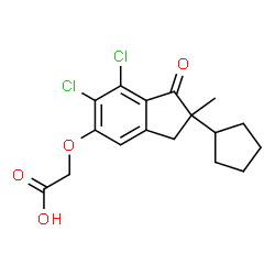 ChemSpider 2D Image | [(6,7-Dichloro-2-cyclopentyl-2-methyl-1-oxoindan-5-yl)oxy]acetic acid | C17H18Cl2O4