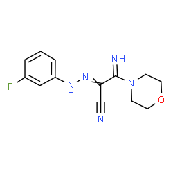 ChemSpider 2D Image | 2-[(3-Fluorophenyl)hydrazono]-3-imino-3-(4-morpholinyl)propanenitrile | C13H14FN5O