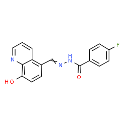 ChemSpider 2D Image | 4-Fluoro-N'-[(8-hydroxy-5-quinolinyl)methylene]benzohydrazide | C17H12FN3O2