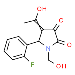 ChemSpider 2D Image | 5-(2-Fluorophenyl)-4-(1-hydroxyethylidene)-1-(hydroxymethyl)-2,3-pyrrolidinedione | C13H12FNO4